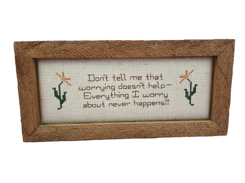 Vintage framed cross - vintage, stitch